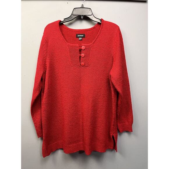Avenue Tunic Sweater Womens plus size 18/20 Three button neckline‎ side slits - Picture 1 of 7